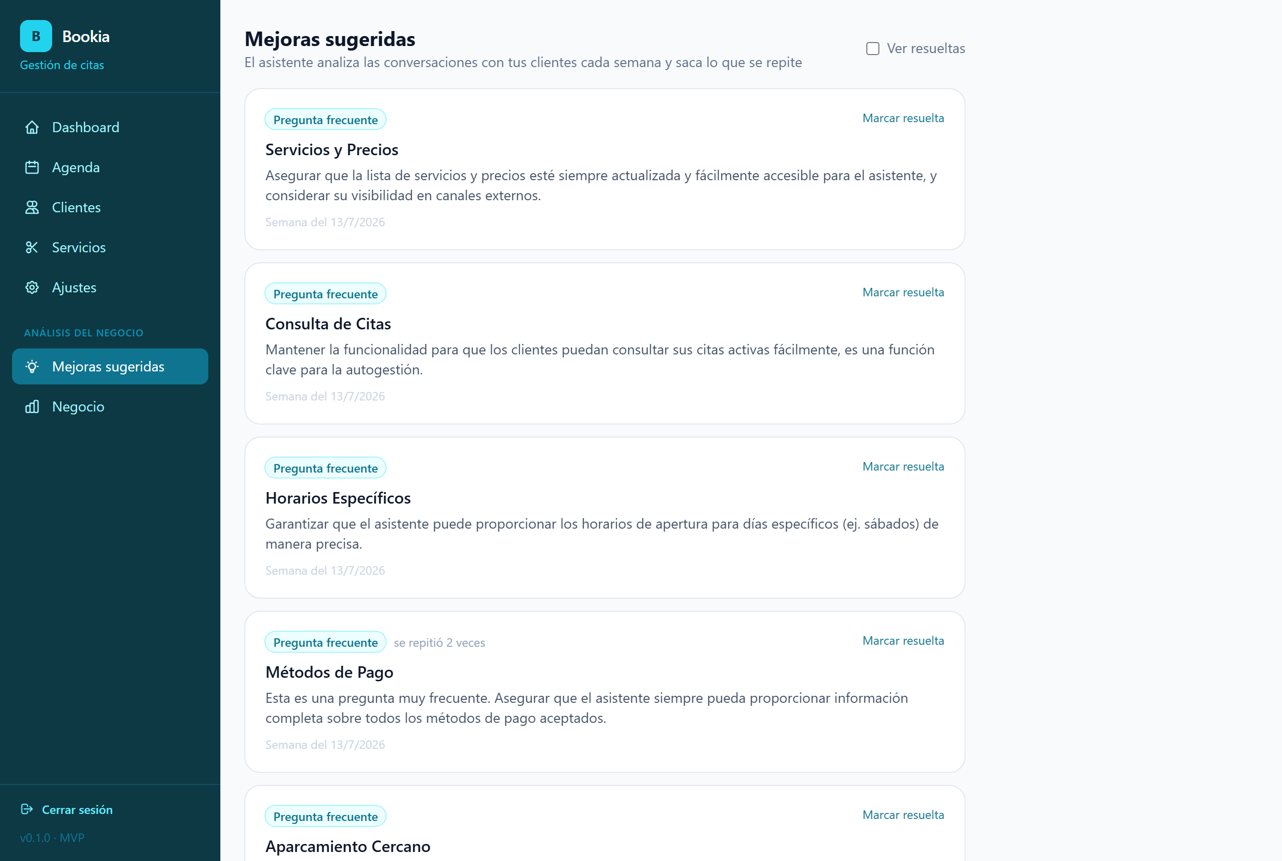 Mejoras sugeridas por la IA a partir de las conversaciones